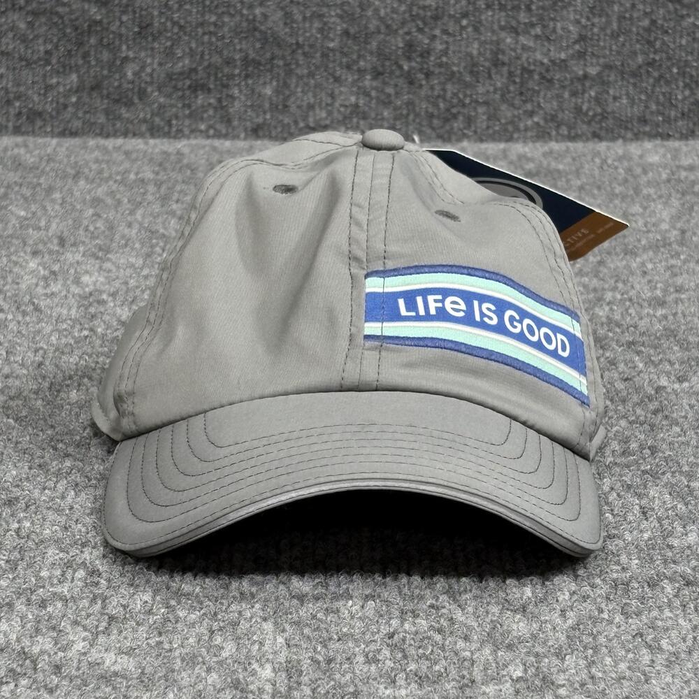 Life is Good Hat Cap Strap Back Gray Active Chill UPF 50 Wicking Anti-Odor Mens